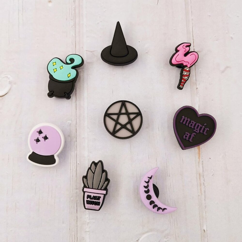 Shoe Charms Pink Witch Goth Dog Cat Cowgirl Clogs Shoe Decoration - Picture 7 of 7